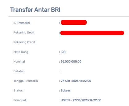 Bukti Transfer 96 Juta Klikzeus