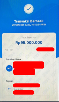 Bukti Transfer 95 Juta