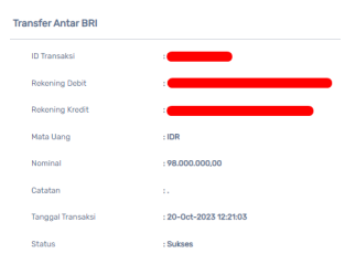 Bukti Transfer WD 98 Juta Klikzeus