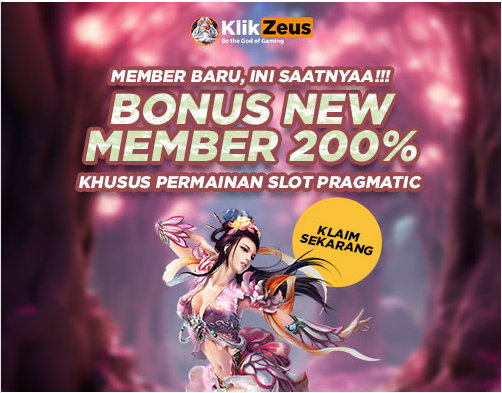 Banner banus new member 200% di situs slot klikzeus