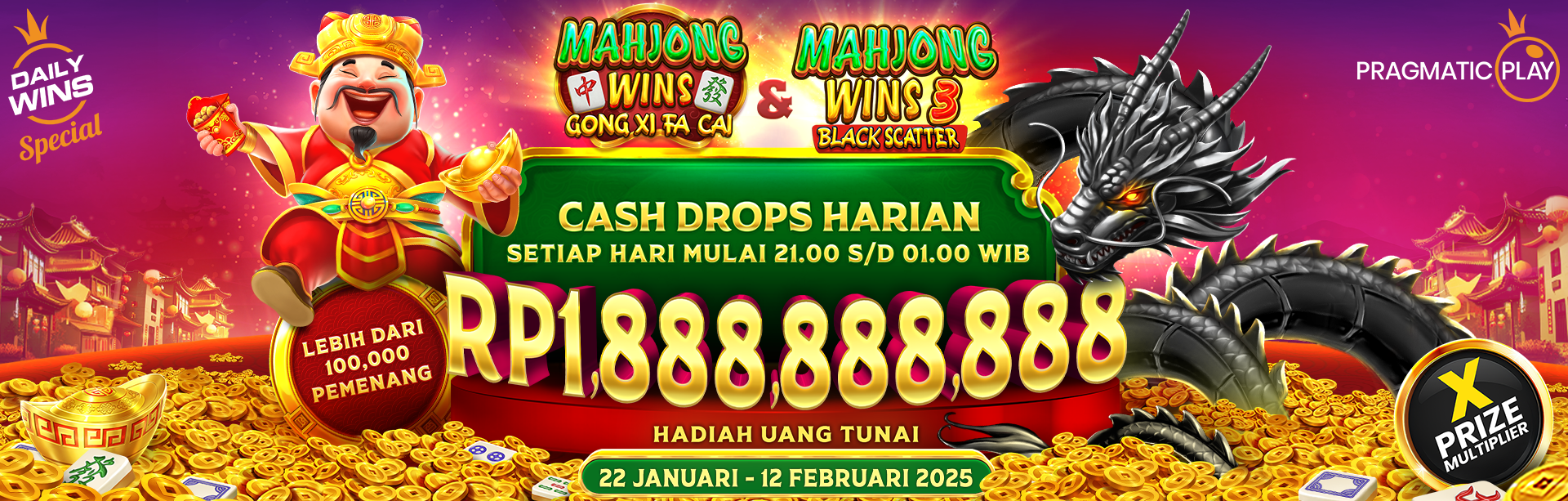 PP - Mahjong Wins - Gong Xi Fa Cai & Mahjong Wins 3 - Black scatter Daily Cash Drops!