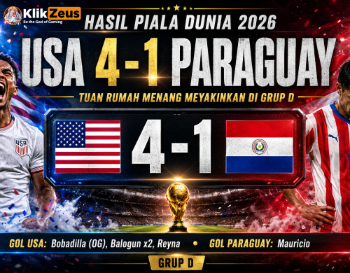 Hasil USA Paraguay 4-1: Tuan Rumah Menang Meyakinkan di Grup D Piala Dunia 2026
