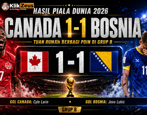 Hasil Canada Bosnia 1-1: Tuan Rumah Berbagi Poin di Grup B Piala Dunia 2026