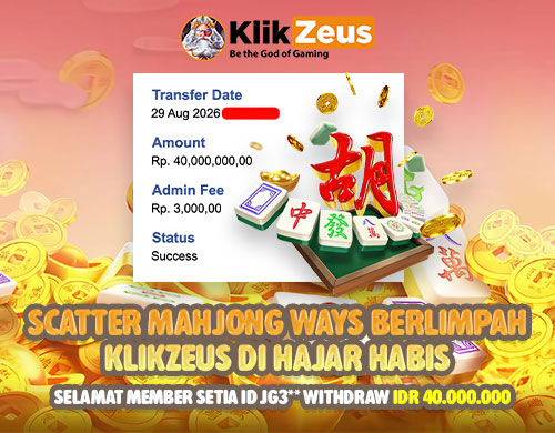 Member Klikzeus Menang Rp45 Juta Main Mahjong Ways, Langsung WD Rp40 Juta